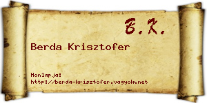 Berda Krisztofer névjegykártya